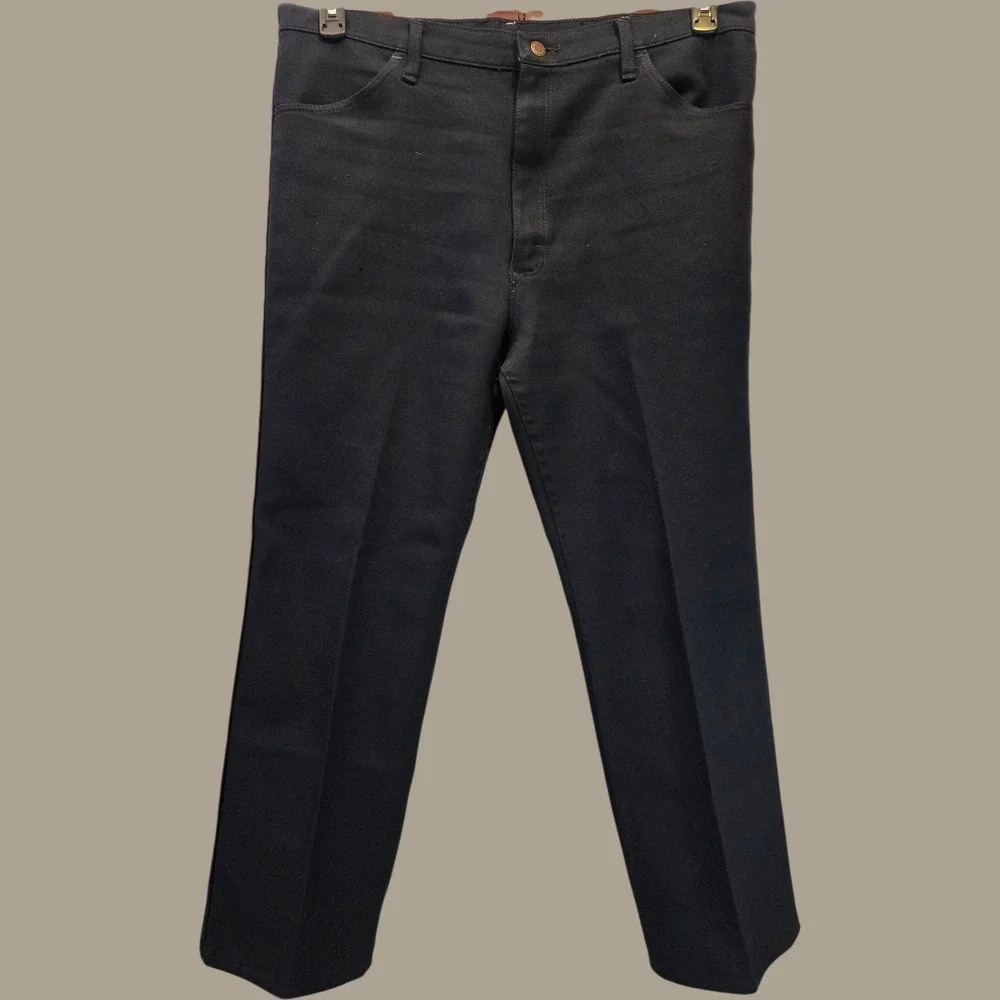 Wrangler Navy Work Pants Men's 38x29.5 Poly Blend‎ Straight Leg Uniform Utility